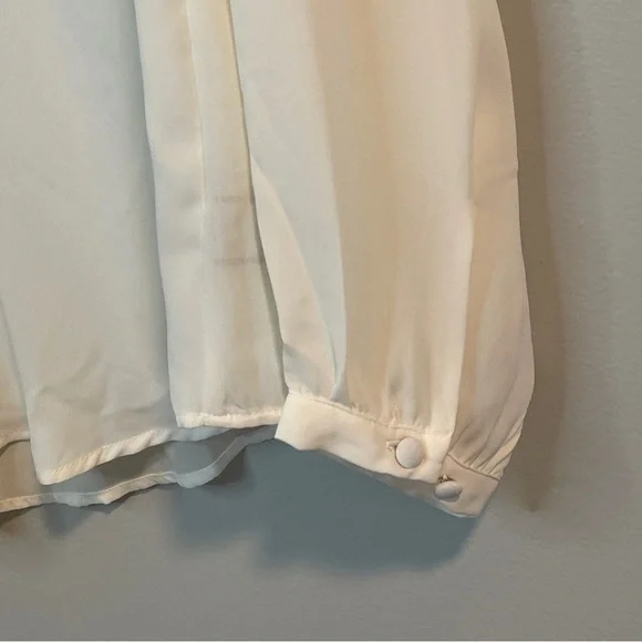 Torrid Ivory Long Sleeve Pintuck Buttonfront Blouse - Picture 4 of 8